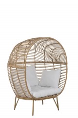 LOUNGECHAIR NATURAL WITH COUSHION 